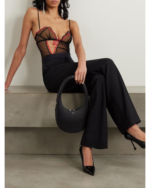 Nensi Dojaka Gray Heartbeat Body Aus Tüll Mit Applikationen