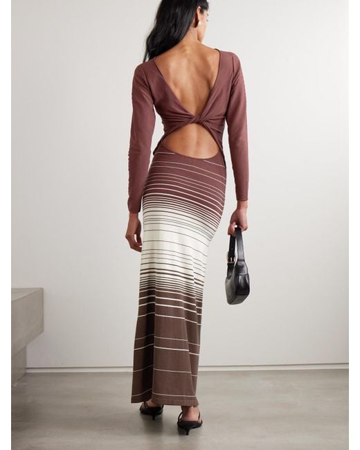 Faithfull The Brand Purple Idun Rückenfreies Maxikleid Aus Einer Baumwollmischung Mit Streifen Und Twist-Detail