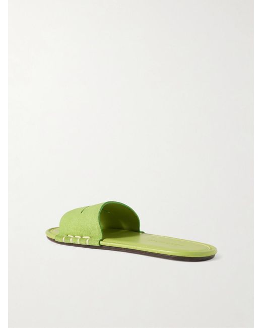 J.W. Anderson Green Loafer Whipstitched Suede Slides