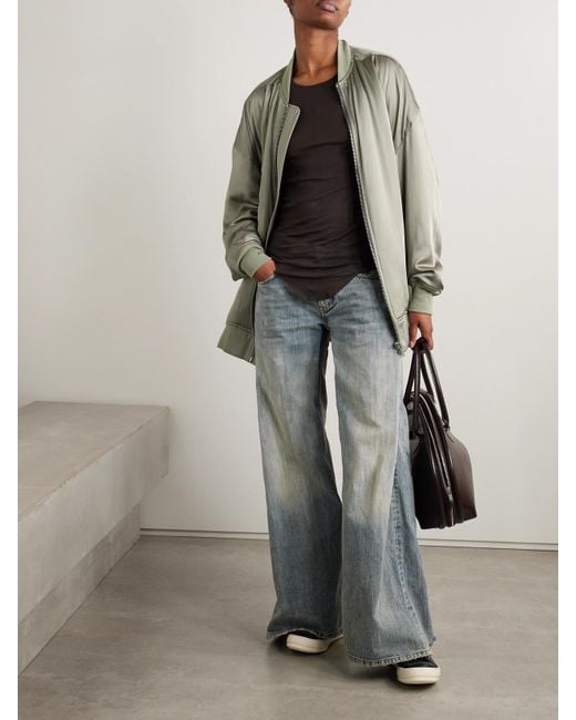 Rick Owens Green Peter Oversized Padded Satin Jacket