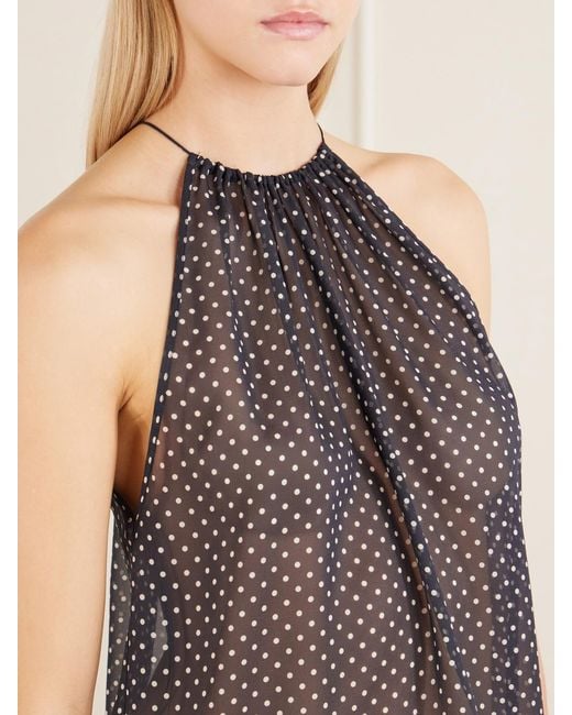 Nili Lotan Blue Nikki Halterneck Polka-Dot Silk Tank