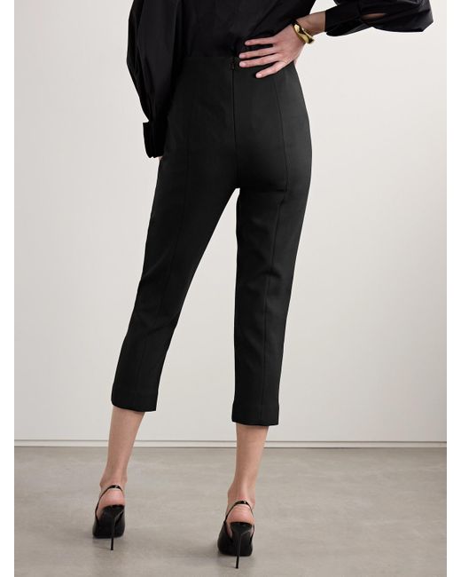 Carolina Herrera Black Cropped Wool-Blend Crepe Skinny Pants