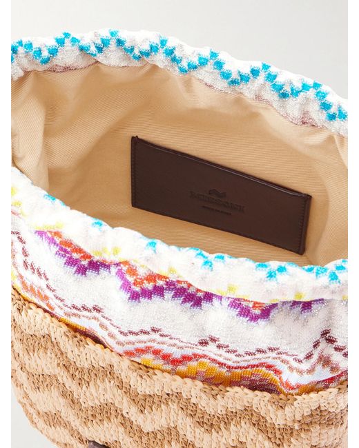 Missoni Pink Small Striped Raffia Bucket Bag