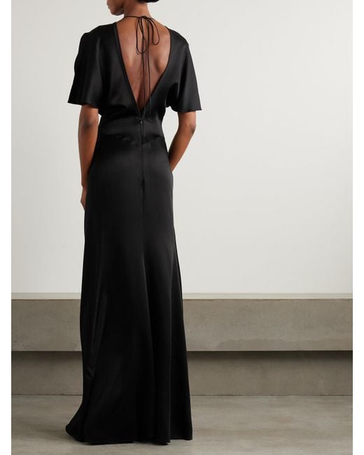 strapless open back dress White Satin Maxi Dress
