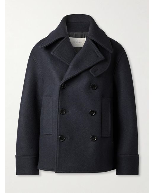Saint Laurent Black Oversized Double-Breasted Wool-Twill Coat