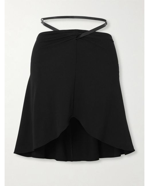 Courreges Black Belted Leather-Trimmed Jersey Mini Skirt