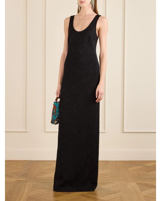 Dries Van Noten Black Floral-Printed Jacquard Maxi Dress