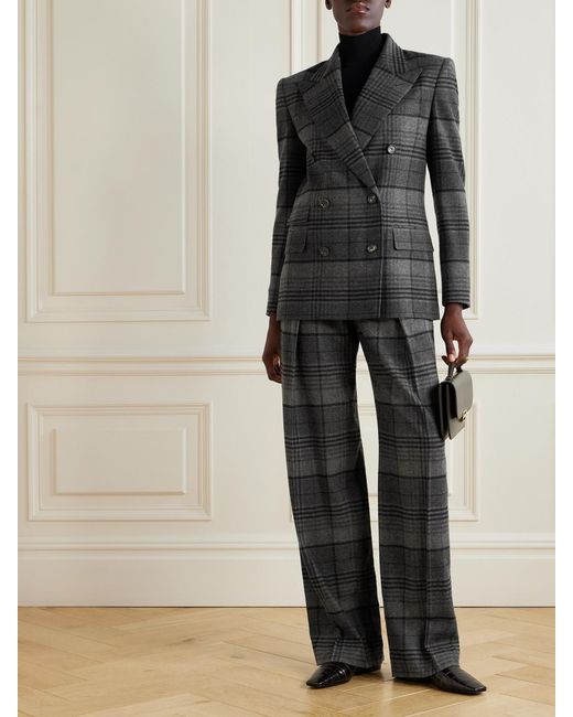 Ralph Lauren Black Kent Double-Breasted Checked Wool Blazer
