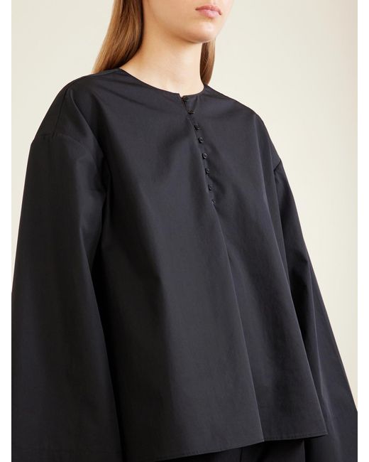 Kallmeyer Blue Marguerite Cotton-Poplin Blouse