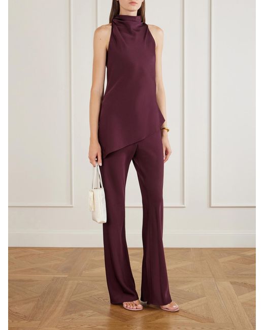 Veronica Beard Purple Radford Crepe-Satin Blouse