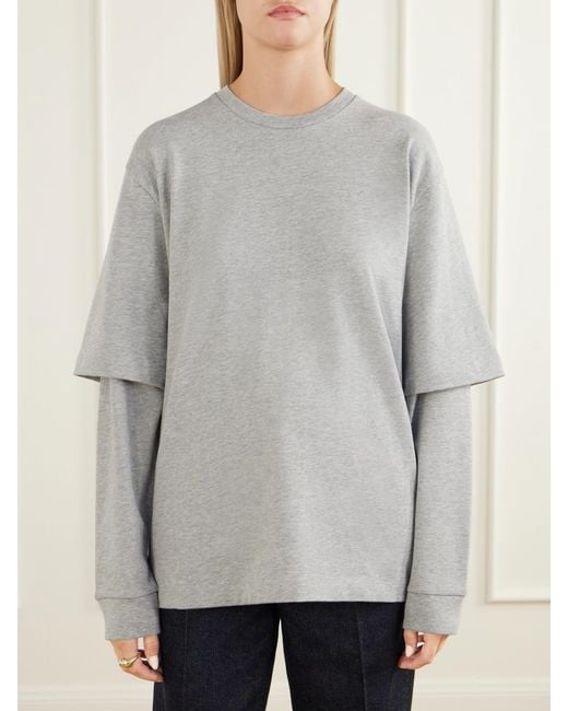 Tibi Gray Perfect T Layered Cotton-Jersey T-Shirt