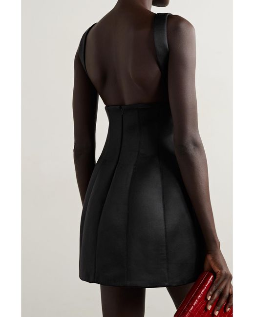 Brandon Maxwell Black Silk-satin Mini Dress