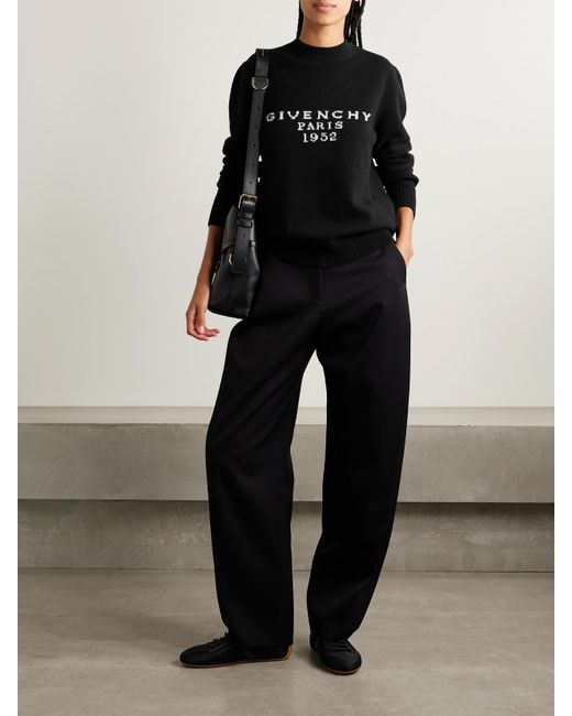Givenchy Black Intarsia Wool And Cashmere-Blend Sweater