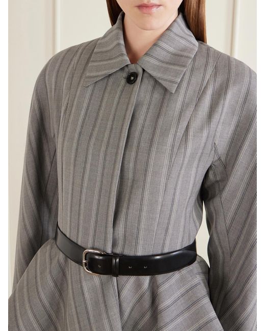 Stella McCartney Gray Striped Flared Wool Blazer