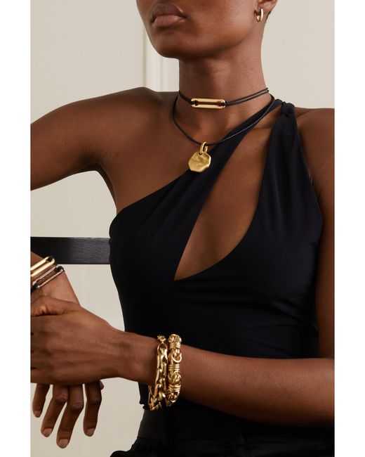 Lauren Rubinski Black 14-Karat And Cord Necklace