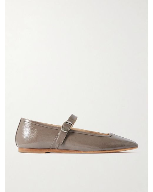 Le Monde Beryl Patent-Leather Mary Jane Ballet Flats in Brown | Lyst