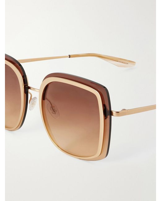 Barton Perreira Brown Halima Oversized Square-Frame-Tone Titanium Sunglasses