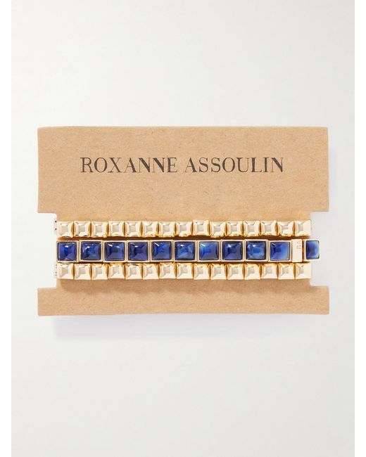 Roxanne Assoulin Metallic The Puffy Stud Set Of Three-Tone Crystal Bracelets