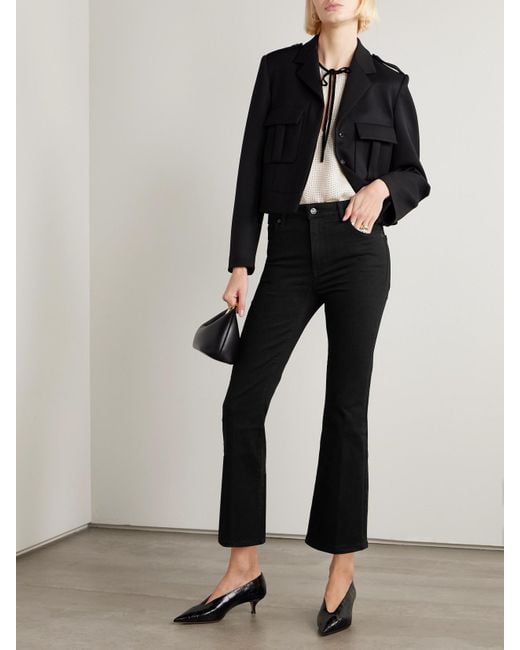 FRAME Black Reboot Crop Stretch High-Rise Bootcut Jeans