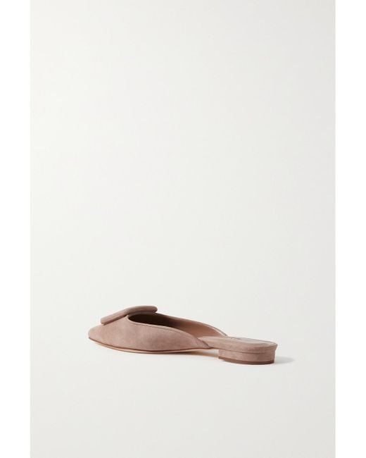 Manolo Blahnik Brown Maysale Slippers Aus Veloursleder Mit Schnalle