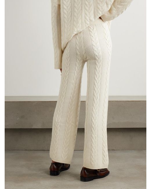 Lisa Yang Natural Dagny Cable-Knit Cashmere Straight-Leg Track Pants
