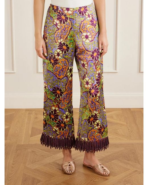 ALÉMAIS White Joanna Printed Satin Wide-Leg Pants
