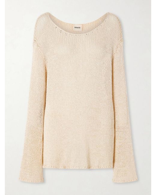 Khaite Natural Davet Open-Knit Silk And Cotton-Blend Sweater