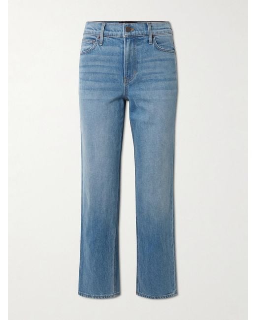 Veronica Beard Blue Leah Mid-Rise Straight-Leg Jeans