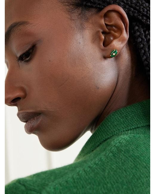 Sydney Evan Natural 14-Karat, Malachite And Diamond Earrings