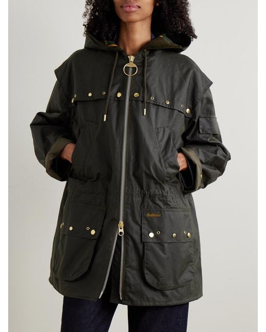 Barbour Black Aberford Hooded Waxed-Cotton Jacket