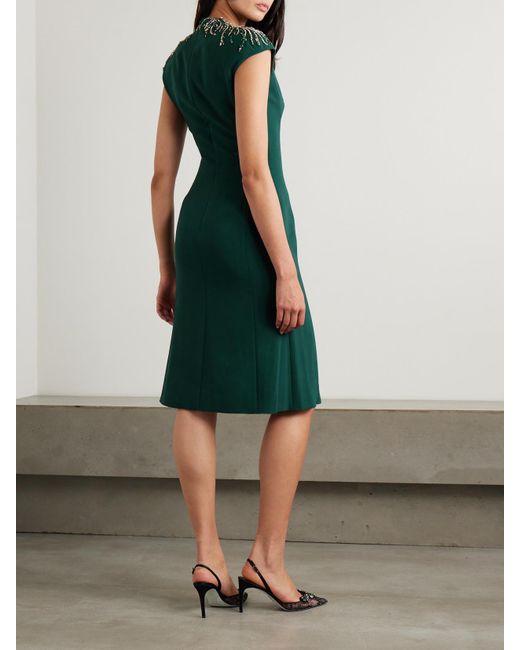 Jenny Packham Green Embellished Cady Midi Dress