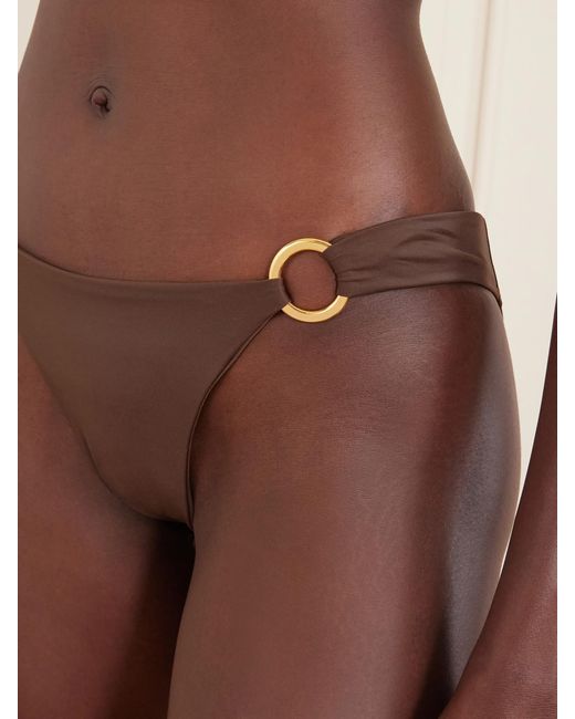 Away That Day Natural Sorrento Embellished Recycled Stretch Bikini Briefs