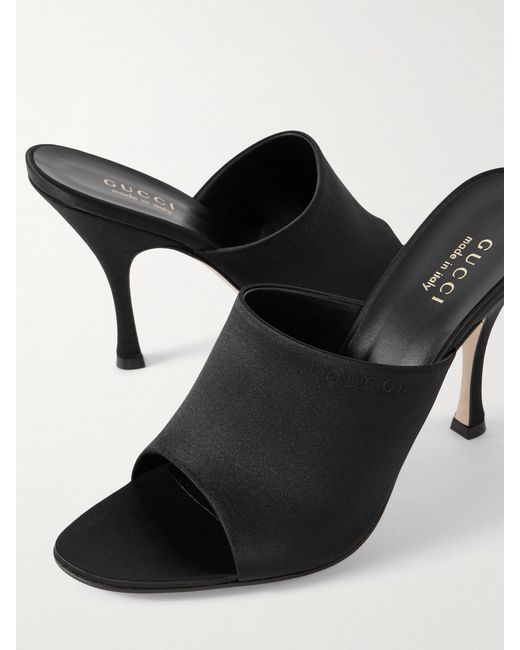Gucci Black Satin Mules