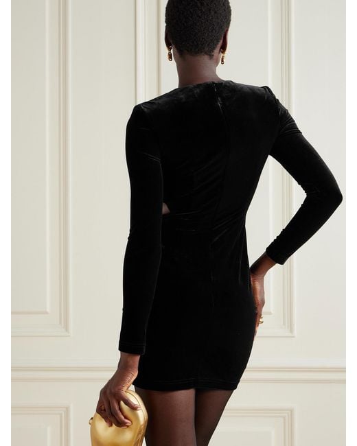Self-Portrait Black Embellished Velvet Mini Dress