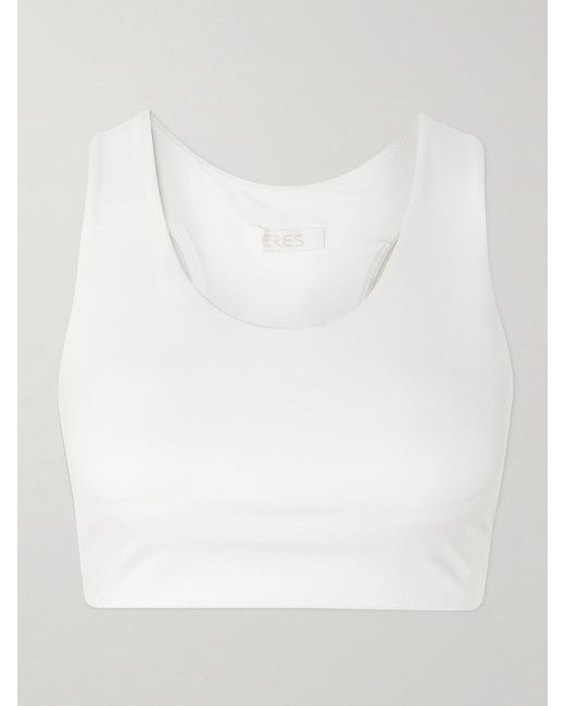 Eres White Marie-José Cutout Embroidered Stretch-Jersey Sports Bra