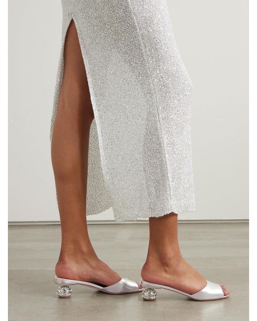 Roger Vivier Natural Embellished Metallic Leather Mules