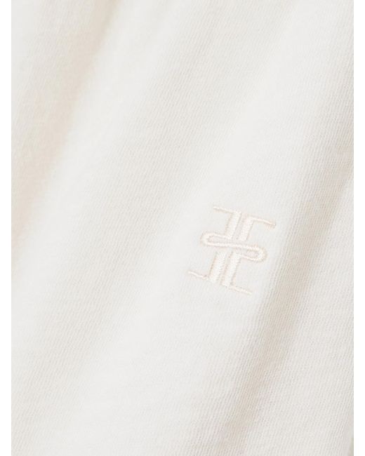 ÉTERNE White Vinny Embroidered Tapered Cotton-Jersey Track Pants