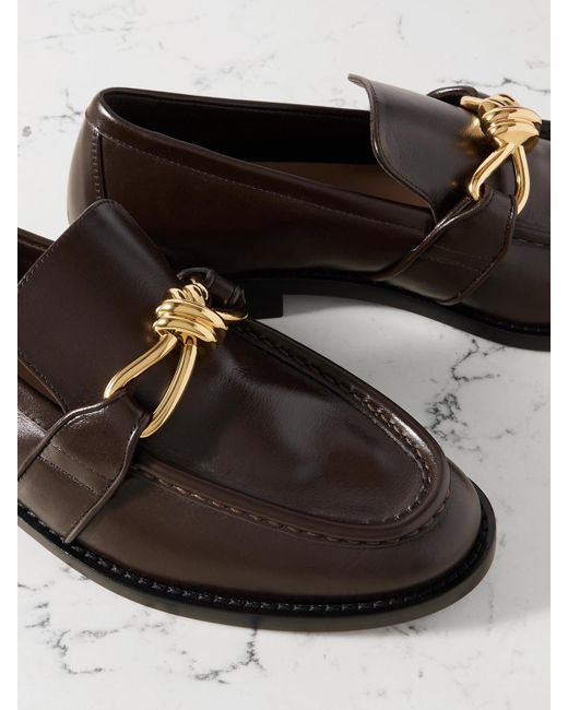 Bottega Veneta Brown Astaire Embellished Leather Loafers