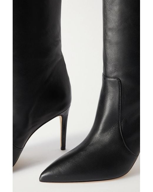 Paris Texas Stiletto Leather Knee Boots in Black | Lyst