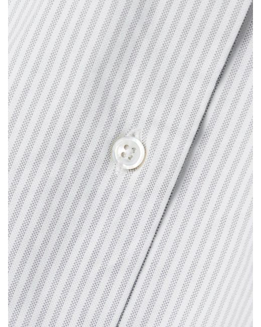Thom Browne White Cropped Poplin-Trimmed Striped Cotton Oxford Shirt