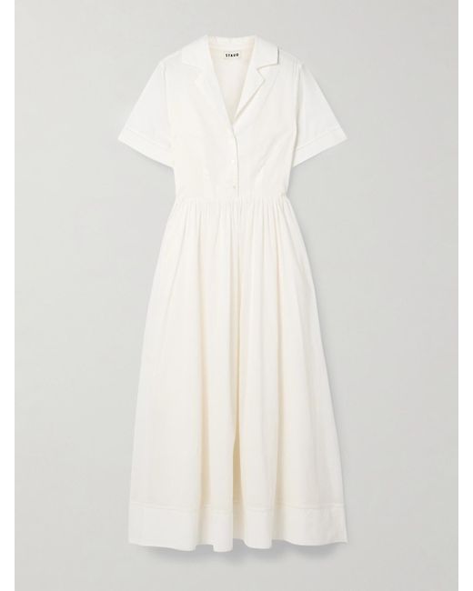 Robe-Chemise Midi En Popeline De Coton À Fronces Meryl Staud en coloris White