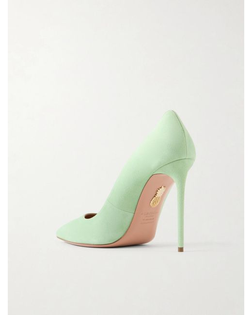 Aquazzura Green Purist 105 Suede Pumps