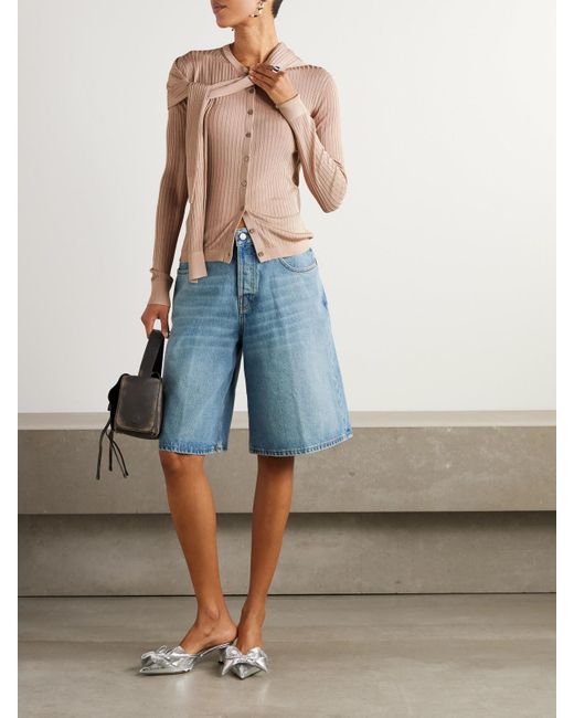 Acne Natural Mehrlagiger Cardigan Aus Rippstrick
