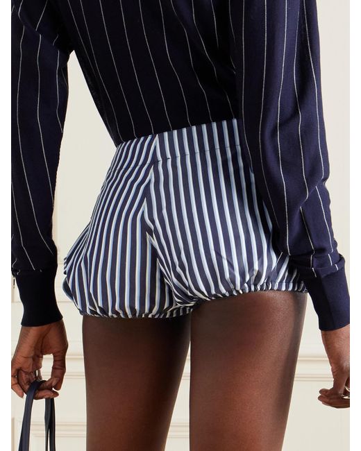 Rabanne Blue Shorts Aus Baumwollpopeline Mit Streifen