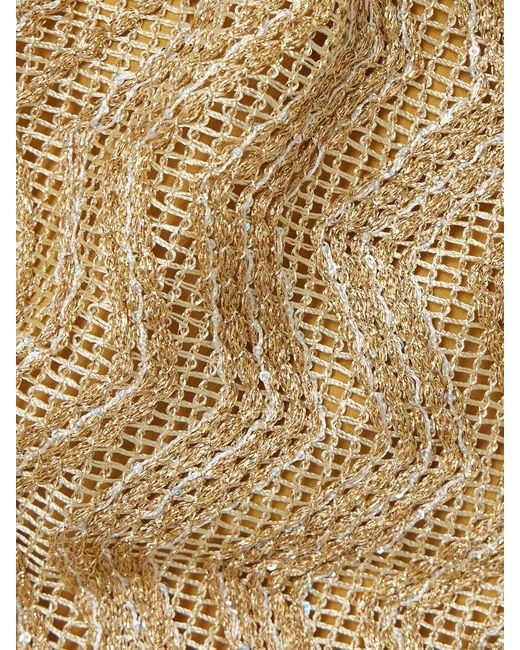 Missoni Natural Mare Cutout Sequin-Embellished Striped Metallic Crochet-Knit Swimsuit