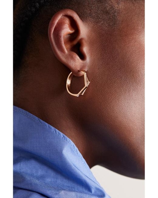 Repossi Natural Antifer Medium 18-Karat Rose Diamond Single Hoop Earring