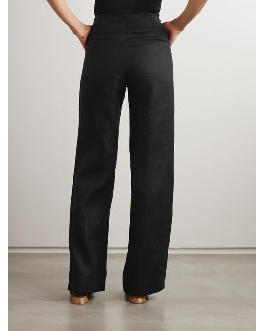 Faithfull The Brand Black Sanne Hose Mit Geradem Bein Aus Leinen