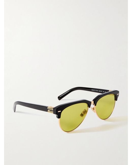 Miu Miu Yellow Aviator-Style Acetate And-Tone Sunglasses
