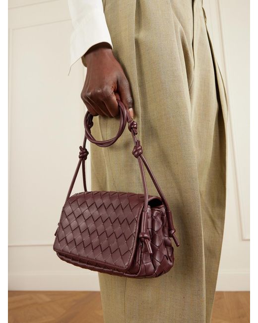 Bottega Veneta Purple Notturno Intrecciato Leather Shoulder Bag