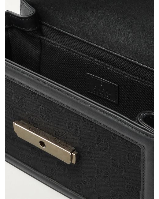 Sac Porté Épaule En Toile Jacquard À Finitions En Cuir Gucci en coloris Black
